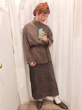 「ノーカラーシャツ」｜「アイテム（スリッポン）」を使った、＊kana＊さん（レディース・165cm）の秋コーディネート