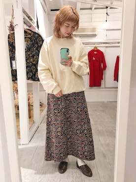 「マキシスカート」｜「アイテム（スリッポン）」を使った、＊kana＊さん（レディース・165cm）の冬コーディネート