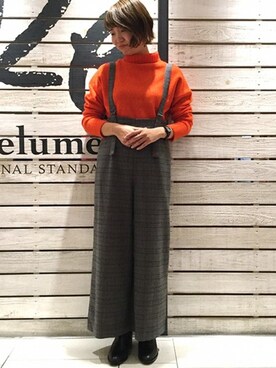 「relume」｜「アイテム（サロペット/オーバーオール）」を使った、JOURNAL STANDARD relume 天王寺店 スタッフさん（レディース・160cm）の秋コーディネート