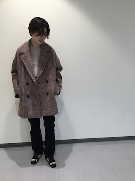 ダブルカラーチェックコート◇を使ったショップスタッフの人気