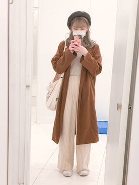 「GUコーデ」｜「アイテム（ハンチング/ベレー帽）」を使った、ʀ ɪ ɴ ᴋ ᴀ 🌸さん（レディース・163cm）の冬コーディネート