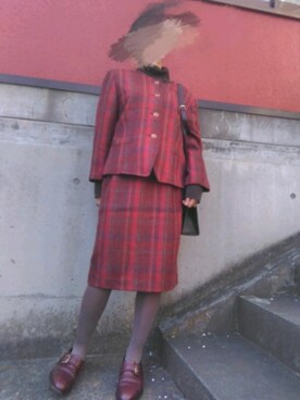 「アイテム（セットアップ、レッド系）」を使った、トトロロさん（レディース・158cm）の冬コーディネート