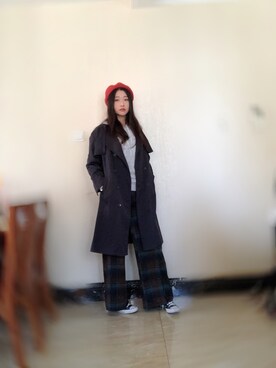 「日系极简」｜「アイテム（トレンチコート）」を使った、Christina さん（レディース・177cm）の秋コーディネート