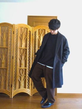 「ikka（イッカ）のTCワッフルレイヤードタンクトップ（タンクトップ）」を使った、KazuMaさん（メンズ・169cm）の冬コーディネート