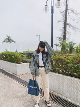 「PULL&BEAR（プルアンドベア）のアイテム（帽子）」を使った、Szeally_さん（レディース・169cm）の春コーディネート