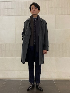 「アイテム（ストール/ショール）」を使った、及川さん（メンズ・172cm）の秋コーディネート