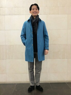 「カラーコート」｜「アイテム（ステンカラーコート）」を使った、及川さん（メンズ・172cm）の冬コーディネート