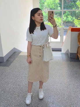 「Kenneth Cole（ケネスコール）のアイテム」を使った、林靖婷さん（レディース・144cm）の夏コーディネート