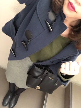 「one after another NICE CLAUP（ワンアフターアナザーナイスクラップ）のアイテム（ダッフルコート）」を使った、azuさん（レディース・158cm）の冬コーディネート