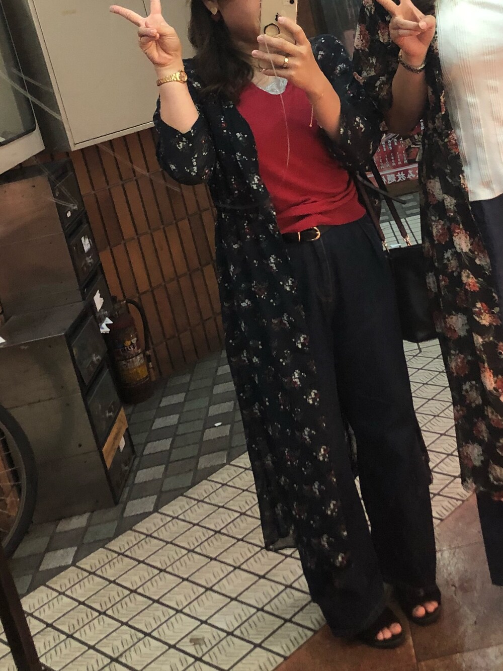 「LOWRYS FARMのシフォンハナガラマキシシャツワンピース　749771 （シャツワンピース、ブルー系）」を使った、azuさん（レディース・158cm）の夏コーディネートの1枚目の写真
