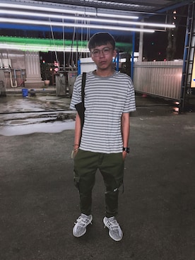 「B-SIDE（ビーサイド）のアイテム」を使った、呂國麟さん（メンズ・174cm）の夏コーディネート
