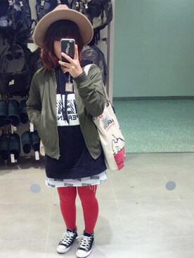 「sango（sango）のアイテム（ナイロンジャケット）」を使った、Yukina Hashimotoさん（レディース・155cm）の冬コーディネート