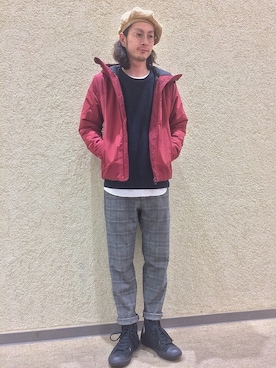 「グレンチェック」｜「アイテム（ブルゾン）」を使った、Gidaさん（メンズ・178cm）の冬コーディネート