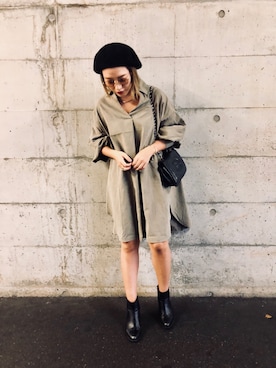 「アイテム（シャツワンピース）」を使った、伊波芳杏 よっぴーさん（レディース・162cm・20代）の秋コーディネート