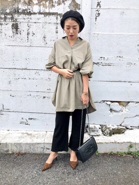 「アイテム（シャツワンピース）」を使った、伊波芳杏 よっぴーさん（レディース・162cm・20代）の秋コーディネート