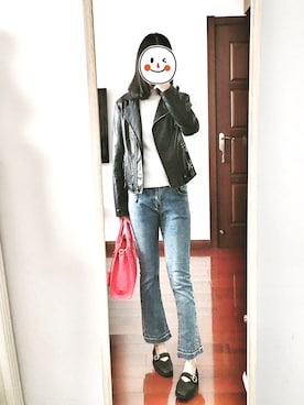 「CINEMA CLUB（シネマクラブ）のアイテム（Tシャツ/カットソー、ホワイト系）」を使った、NYRachelNYさん（レディース・162cm）の春コーディネート