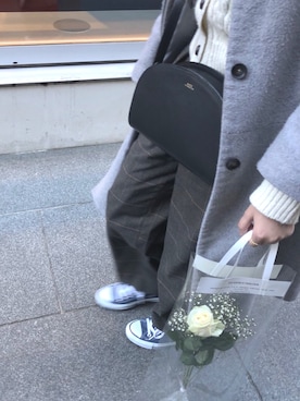 「A.P.C.」｜「アイテム（ノーカラージャケット）」を使った、aiさん（レディース・156cm）の冬コーディネート