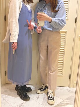 「チャックテイラー」｜「アイテム（スラックス）」を使った、aiさん（レディース・156cm）の夏コーディネート