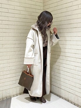 「CELINE」｜「アイテム（その他アウター）」を使った、moeさん（レディース・154cm）の冬コーディネート