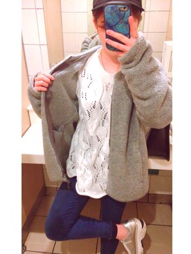 「snidel」｜「アイテム（ブルゾン）」を使った、CHIeeeさん（レディース・156cm）の冬コーディネート