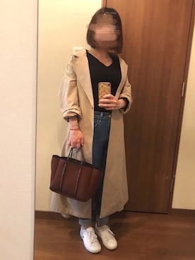 「Simplicite（サンプリシテ）のアイテム（トレンチコート）」を使った、hiiさん（レディース・147cm）の春コーディネート