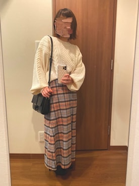 「chocomee（チョコミー）のアイテム（ニット/セーター）」を使った、hiiさん（レディース・147cm）の秋コーディネート