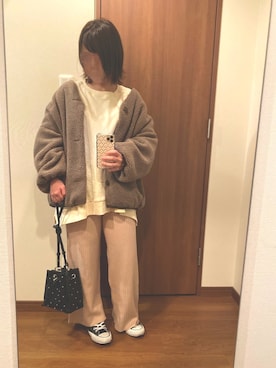 「chocomee（チョコミー）のアイテム（スウェット）」を使った、hiiさん（レディース・147cm）の冬コーディネート
