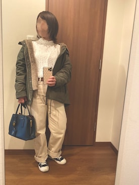 「chocomee（チョコミー）のアイテム（デニムパンツ）」を使った、hiiさん（レディース・147cm）の春コーディネート