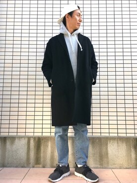 「EN ROUTE（アンルート）のアイテム（デニムパンツ）」を使った、mackyさん（メンズ・175cm）の冬コーディネート