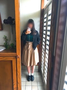 「緑」｜「アイテム（MA-1）」を使った、にしさん（レディース・163cm）の秋コーディネート