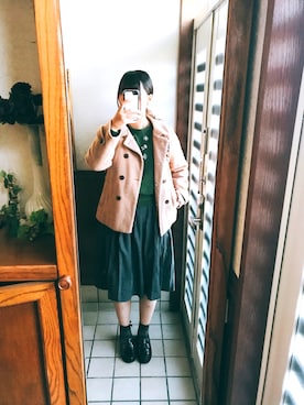 「Honeys（ハニーズ）のアイテム（ピーコート）」を使った、にしさん（レディース・163cm）の秋コーディネート