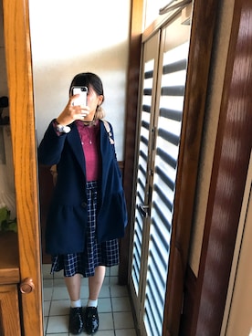 「NICE CLAUP（ナイスクラップ）のアイテム（その他アウター）」を使った、にしさん（レディース・163cm）の秋コーディネート