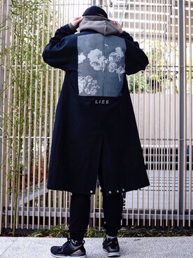 「PUMA」｜「アイテム（ステンカラーコート）」を使った、Mitsushiro  Nampoさん（メンズ・176cm）の冬コーディネート