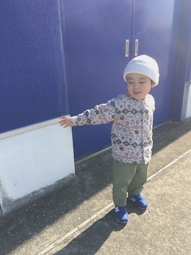 「JABURO（ジャブロー）のアイテム（帽子）」を使った、ゆゆゆさん（キッズ・100cm）の秋コーディネート