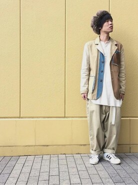 「my beautiful landlet（マイビューティフルランドレット）のアイテム（チノパンツ）」を使った、なにょん。さん（メンズ・177cm）の秋コーディネート