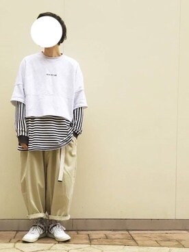 「my beautiful landlet（マイビューティフルランドレット）のアイテム（チノパンツ）」を使った、なにょん。さん（メンズ・177cm）の春コーディネート