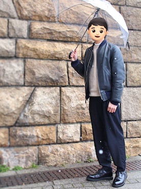 「Steven Alan（スティーブンアラン）のアイテム（ライダースジャケット）」を使った、shunさん（メンズ・173cm）の冬コーディネート