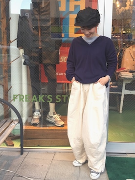 「Alpha Industries（アルファインダストリーズ）のアイテム（キャップ）」を使った、Hanae Asakaさん（レディース・159cm）の冬コーディネート
