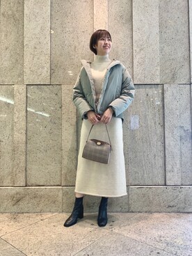 「SENSE OF PLACE by URBAN RESEARCH（センスオブプレイスバイアーバンリサーチ）のストレッチアルパカニットワンピース（ワンピース）」を使った、アンヌさん（レディース・166cm）の秋コーディネート