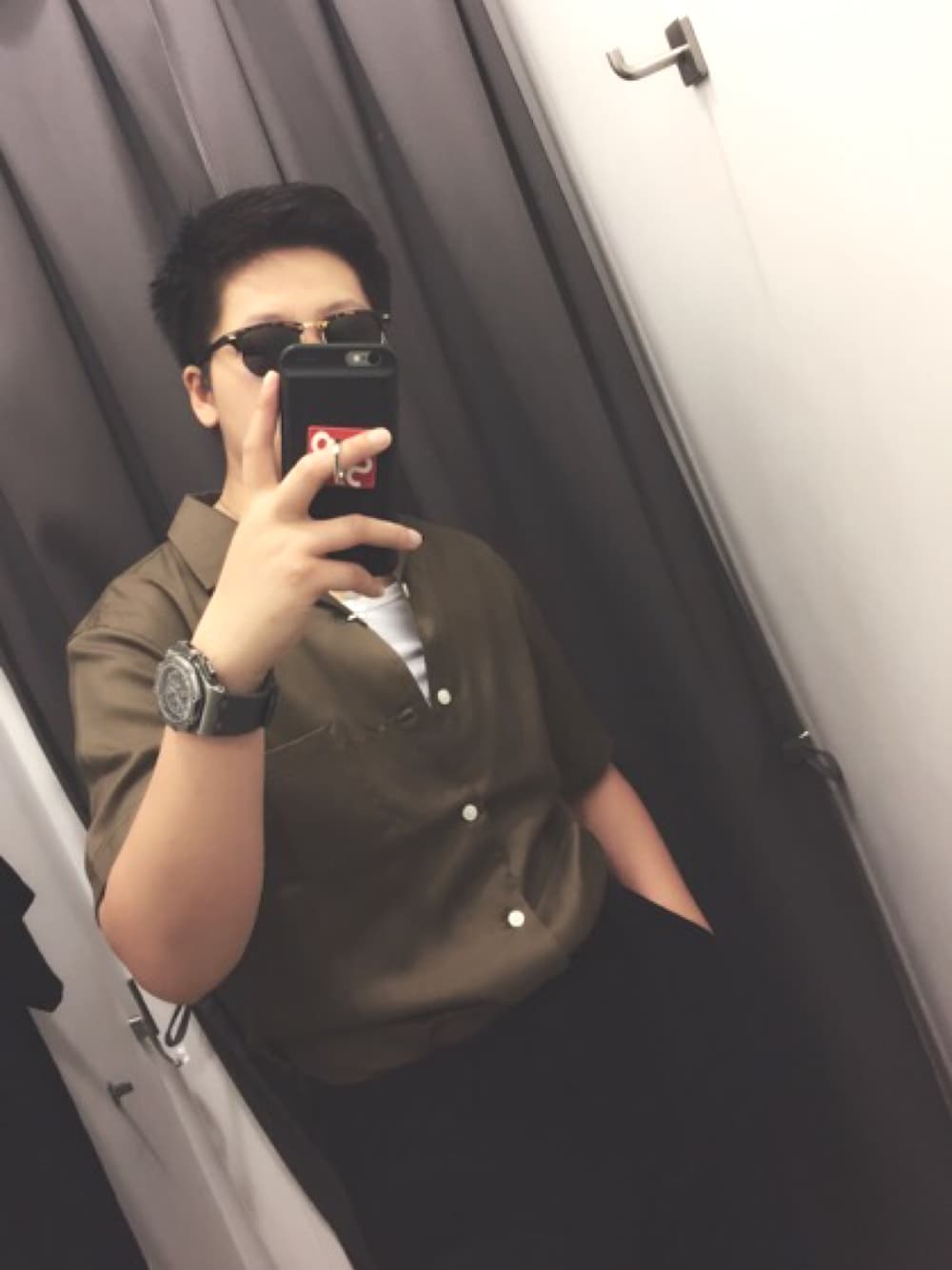 「夏、Tシャツ、シンプル」｜「UNIQLOのアイテム（シャツ/ブラウス、グリーン系）」を使った、Nickill.さん（メンズ・172cm）の夏コーディネートの1枚目の写真