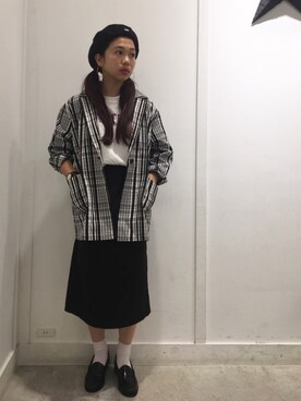 「レトロ」｜「アイテム（その他アウター）」を使った、あすぽんさん（レディース・153cm）の秋コーディネート