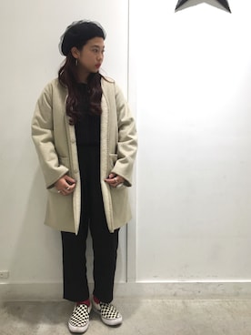 「リバーシブル」｜「アイテム（ハンチング/ベレー帽）」を使った、あすぽんさん（レディース・153cm）の秋コーディネート