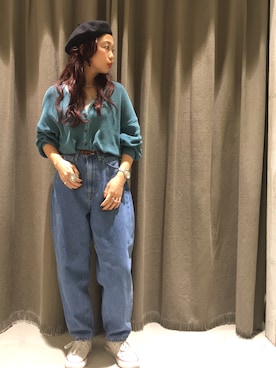 「春カラー」｜「アイテム（ハンチング/ベレー帽）」を使った、あすぽんさん（レディース・153cm）の冬コーディネート