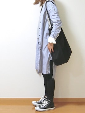 「NANO universe（ナノユニバース）のアイテム（シャツワンピース）」を使った、koroさん（レディース・164cm）の秋コーディネート