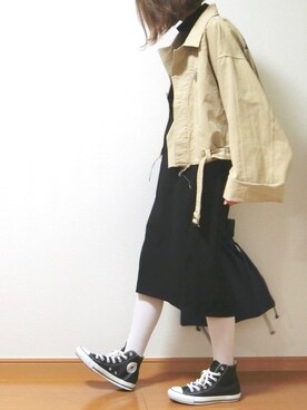 「AMERI」｜「アイテム（ミリタリージャケット）」を使った、koroさん（レディース・164cm）の冬コーディネート