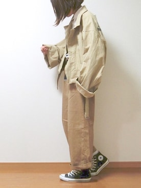 「AMERI」｜「アイテム（ミリタリージャケット）」を使った、koroさん（レディース・164cm）の秋コーディネート