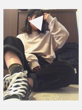 「ゆるゆる」｜「アイテム（スウェット）」を使った、memeさん（レディース・156cm）の春コーディネート