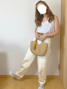 「chocomee（チョコミー）のアイテム（タンクトップ）」を使った、waさん（レディース・153cm）の夏コーディネート