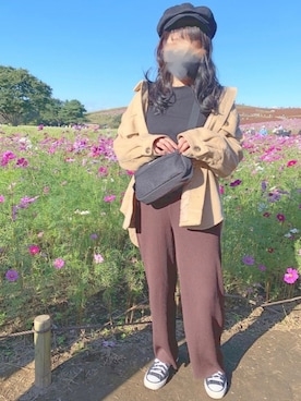 「chocomee（チョコミー）のアイテム（ボディバッグ/ウエストポーチ）」を使った、waさん（レディース・153cm）の秋コーディネート