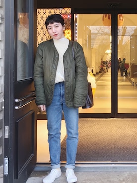 「moussy」｜「アイテム（スリッポン）」を使った、Shanazさん（レディース・155cm）の春コーディネート